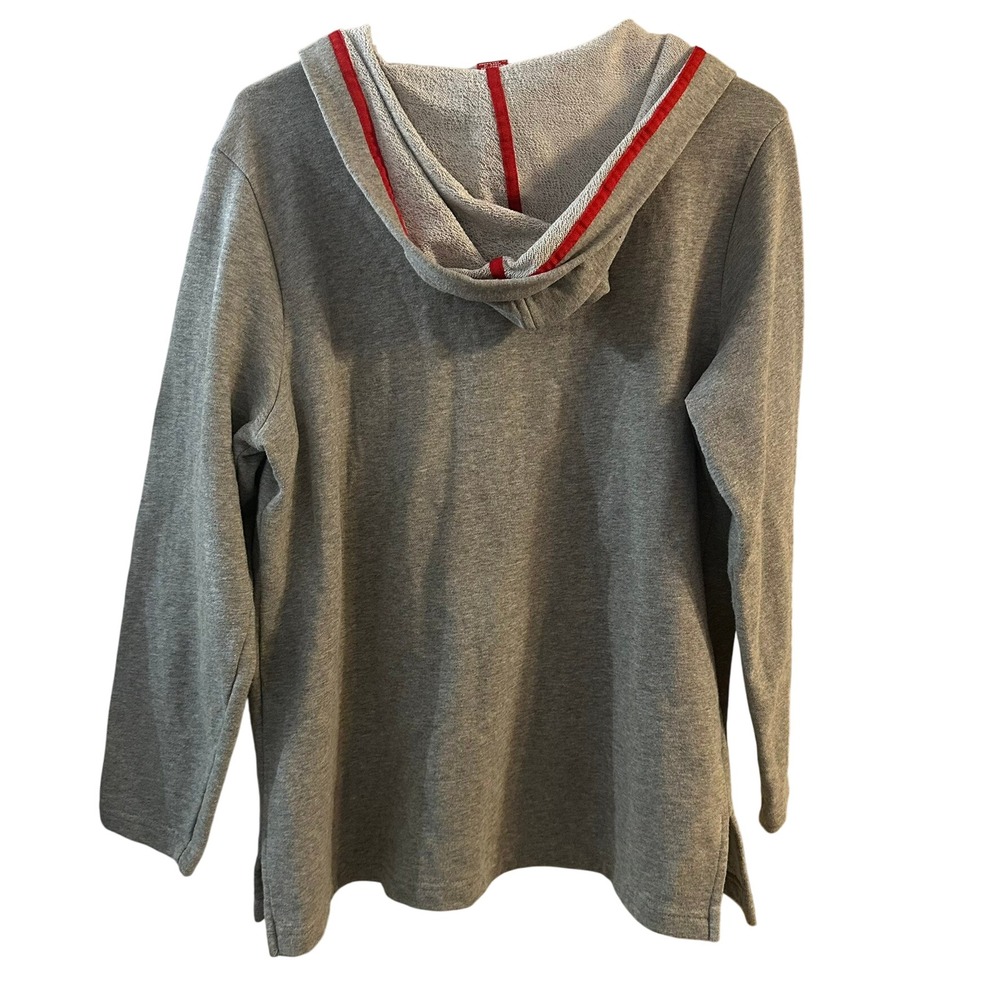 Merry & Bright Gray Pullover Hoodie Sweatshirt Embellished Christmas Size L - Picture 8 of 9